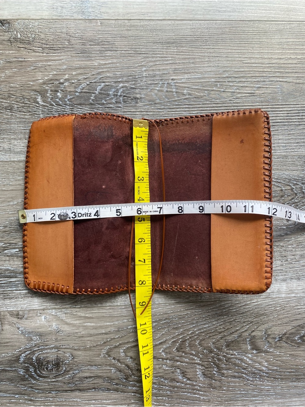Handcrafted and Tooled Tan & Dark Brown Leather Journal/Book Cover - Picture 5 of 6